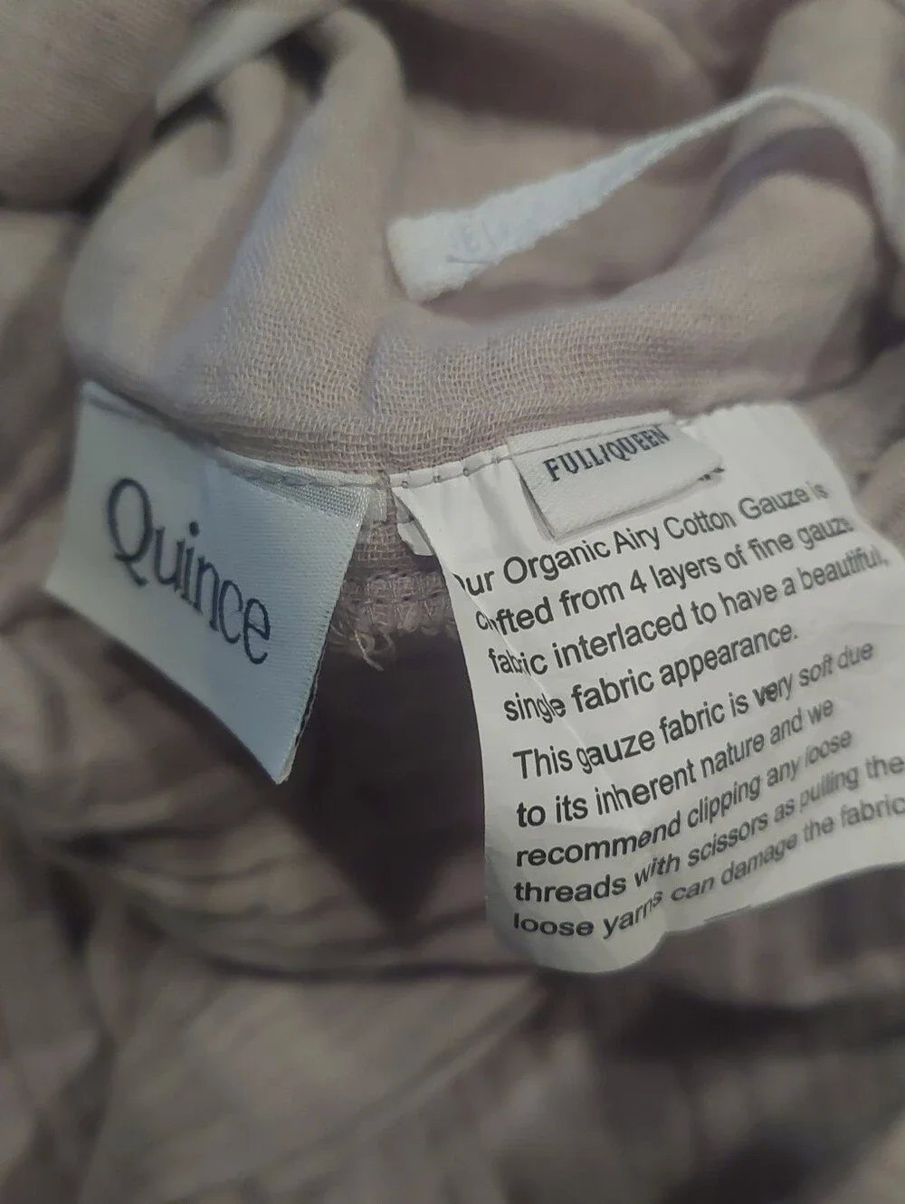 NWT Quince Organic Cotton Airy Gauze Fog Gray Duvet Cover Set! Full/ Queen (672)